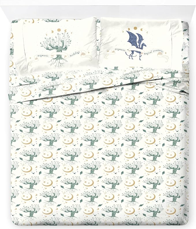 Jay Franco Kids Sheet Set with Fitted, Flat Sheets & Pillow Cover - Ultra-Soft Bedding with Pillowcase for Room Decor, White - Harry Potter, 4 Piece King by JayFranco
