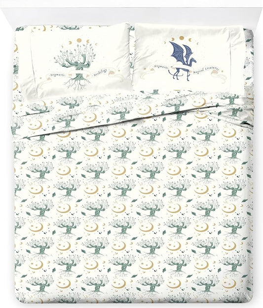Jay Franco Kids Sheet Set with Fitted, Flat Sheets & Pillow Cover - Ultra-Soft Bedding with Pillowcase for Room Decor, White - Harry Potter, 4 Piece King by JayFranco