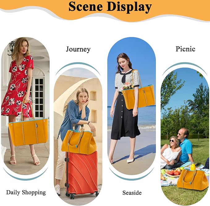 QOGiR Neoprene Multipurpose Beach Bag Tote with Inner Zipper Pocket … … … … - Image 7
