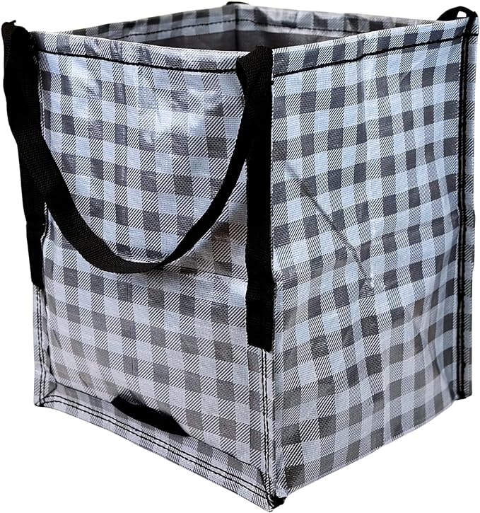 DURASACK Heavy Duty Storage Tote Bag 22-Gallon, Gingham Gray | Rugged Woven Polypropylene Moving Bag, Reusable Self-Standing Design, Holds up to 500 Pounds by DURASACK