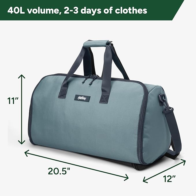 Halfday Convertible 2-in-1 Garment Duffel Weekender Bag 40L: Wrinkle-Free Travel (Hanging Suit Compartment, Shoe Pockets, Trolley Sleeve), Durable & Water-Resistant Carry-on, Coast - Image 6