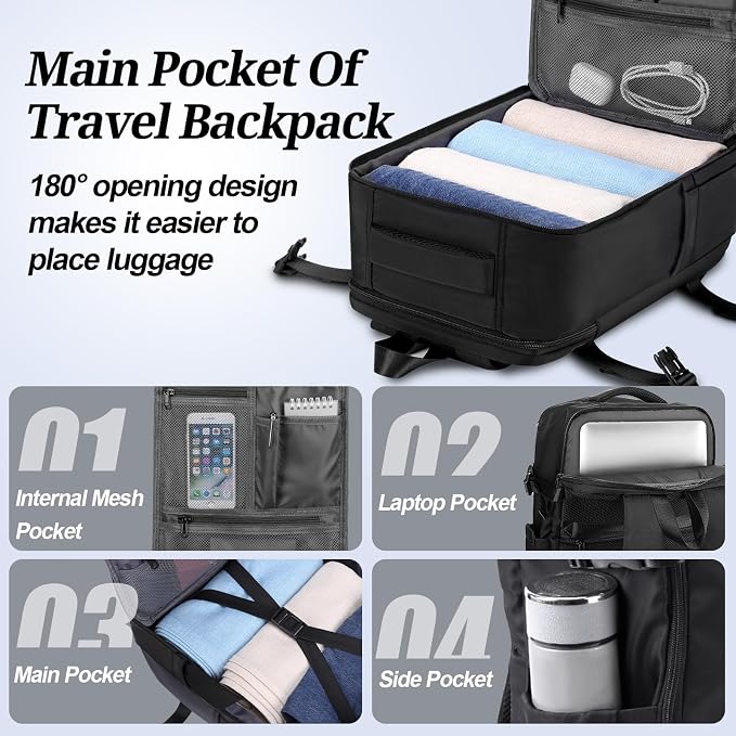 HOMIEE Travel Backpack for Men Women TSA Approved Carry on Backpack | Personal Item Bag Water Resistant Backpack for College Work Gym Hiking - Image 3