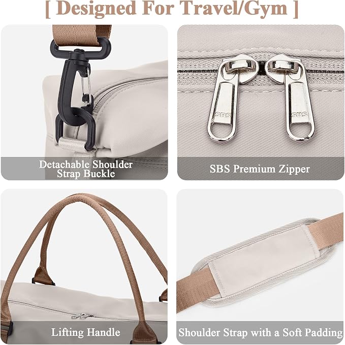 Travel Duffel Bag with Shoes Compartment,Weekender Bags for Women Travel | Overnight Carry-On Bag with Toiletry Bag, For Spirit Airlines 18x14x8 Personal Item Bag - Image 8