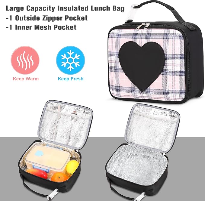ACESAK Backpack for Girls with Headphones - Girls Backpack with Lunch Box, Pencil Case & Kids Headset - 3.5mm Wired Headphones for School Bookbag Schoolbag Set Back To School Gift (Black) - Image 6