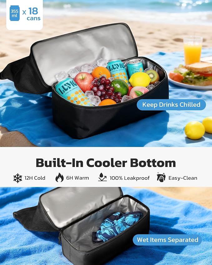 Large Beach Bag with Cooler Mesh Beach Tote for Women Insulated Pool Bag - Image 4
