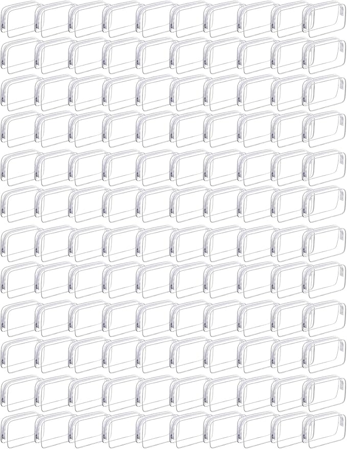 120 Pcs Clear Makeup Bags Bulk Tsa Approved Toiletry Bag for Travel Transparent Cosmetic Bag PVC Waterproof Travel Small Pouches with Zipper for Men and Women (White) by Home