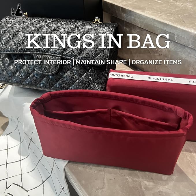 Purse Organizer Insert, Silky-Soft Lightweight Design, Multi-Pocket, Keeps Bag Organized & Protects Interior, Fits Chanel Classic Flap Medium, Ideal for Travel & Daily Use(Ruby, CF Medium 25) - Image 2