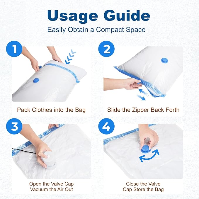 HOUSE DAY 10 Small Vacuum Seal Bags For Clothing Travel, 80% Space Saving Travel Vacuum Bags with Electric Pump, Vacuum Storage Bags For Clothes, Bedding, Moving, Camping, Toys, Storage & Organization - Image 8