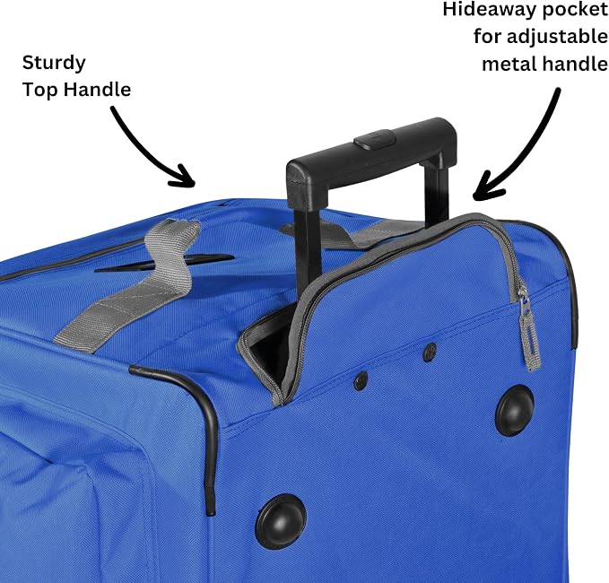 Olympia U.S.A. 29 inch Jumbo Size 8 Pockets Wheeled Rolling Duffel Bag Water Resistant Luggage Lightweight Travel Suitcase with Retractable Handle - Image 4