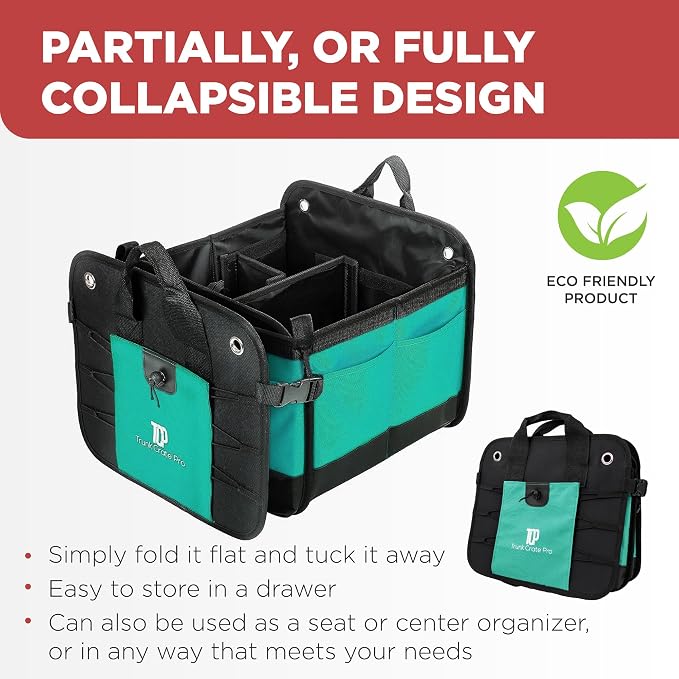 Teal Car Trunk Organizer for SUV & Auto Cargo Storage, Large | Fits Cars, SUVs & Trucks Reduces Trunk Clutter Keeps Items Within Reach Great for Shopping Easy Storage Car Accessories - Image 6