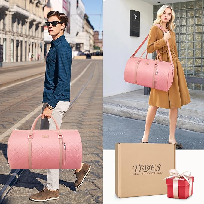 Convertible Garment Duffle Bags for Travel - Carry On Garment Bags With Toiletry Bag, Large Weekender Bags for Women Men 2 in 1 Hanging Suitcase Suit Travel Duffel Bags (Y23 Pink) - Image 7