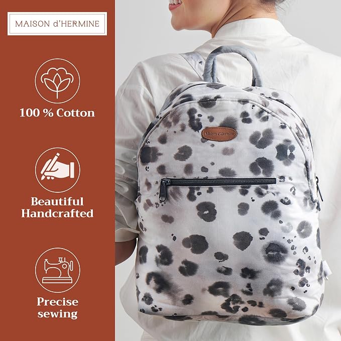 Maison d' Hermine Backpack for Women Men Cotton Shoulder Multipurpose Rucksack with Small Pouch Lightweight Multi Pocket Bag for Travel Work Beach Perfect for Spring Summer (Cheeta) - Image 2