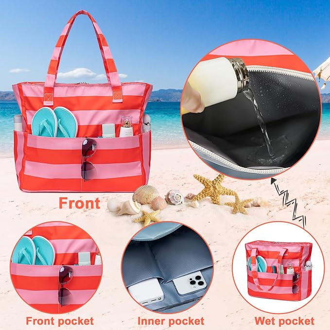 Bluboon Waterproof Beach Tote Pool Bags for Women Ladies Extra Large Carry On Bag With Wet Compartment for Weekender Travel - Image 8