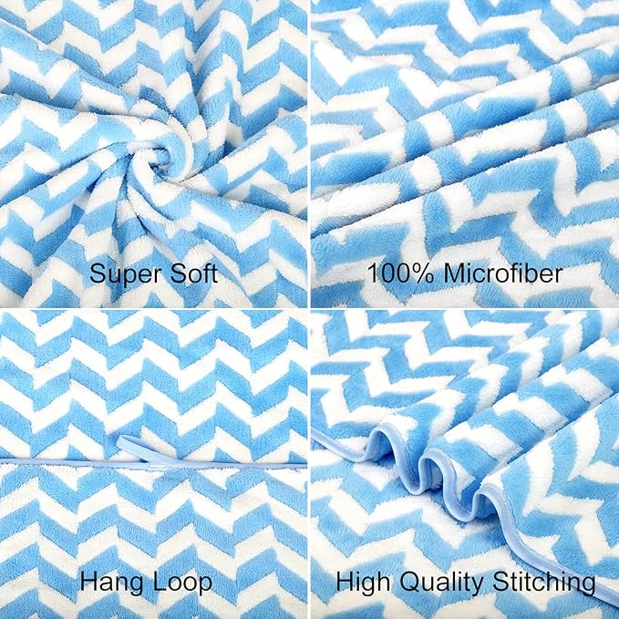 JML Microfiber Bath Towels, Chevron Blue, 30" x 60", 2 Pack | Hanging Loop, Oversized, Soft, Super Absorbent, Fast Drying, Use for Sports, Fitness, Yoga - Image 3