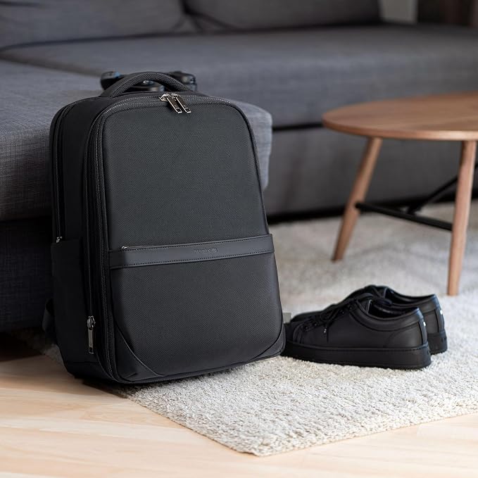 Hanke Expandable Travel Backpack 17 Inch, Full-Open Laptop Backpack, Black | Fits 15.6 Inch Laptop, Water-Resistant, Carry On Personal Item Bag, 20L-25L, Trolley Sleeve, Business Work Bag for Women Men - Image 11