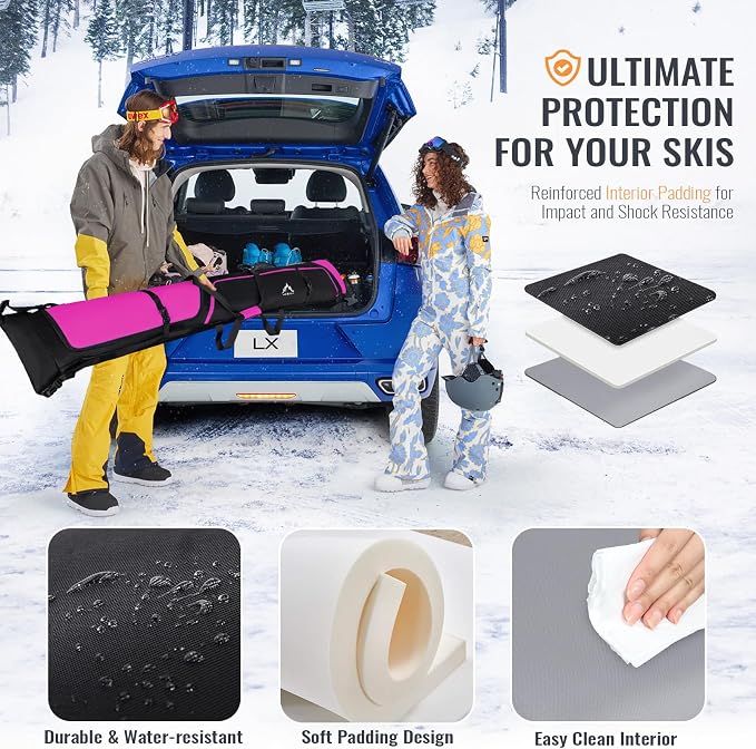 GoHimal Ski Bag & Boot Bag Combo, Padded Ski Carrier | Fits Skis Up to 200CM, Fits Boots Up to US13, Safety Reinforced, Water-Resistant, Ski Travel Bag - Image 5