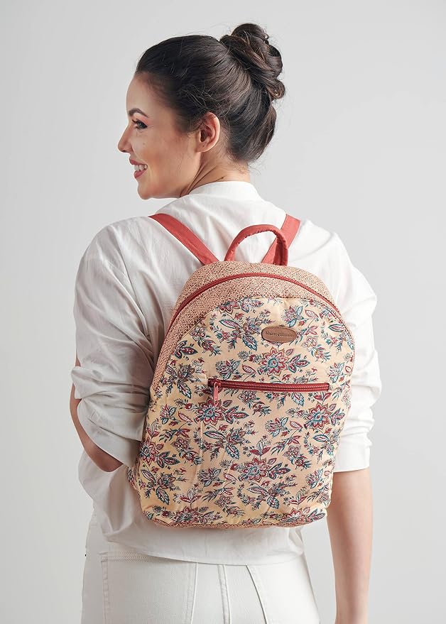 Maison d' Hermine Backpack for Women Men Cotton Shoulder Multipurpose Rucksack with Small Pouch Lightweight Multi Pocket Bag for Travel Work Beach Perfect for Spring Summer (Asmi - Asha) - Image 7