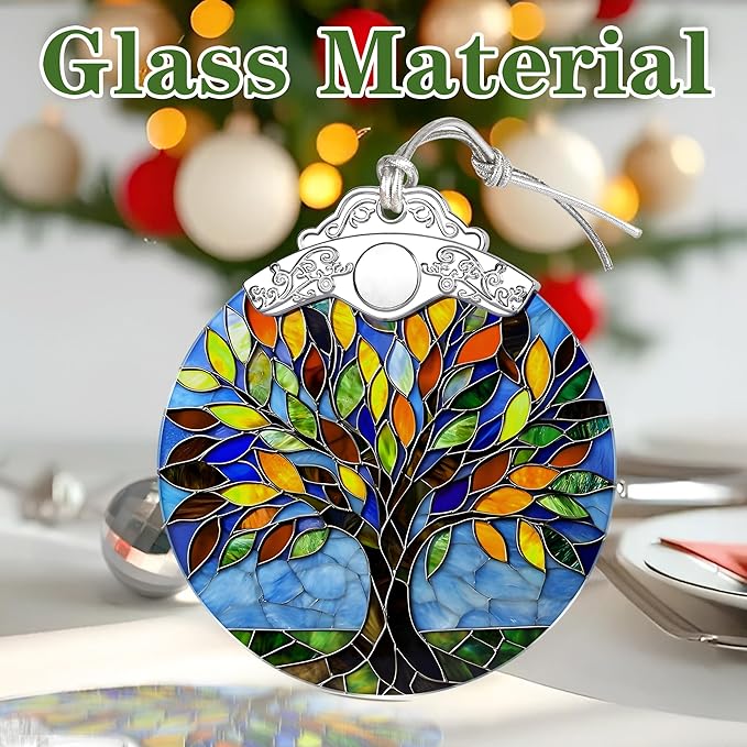 Tree of Life Stained Glass Ornament, Christmas Ornaments – Christmas Tree Decorations, Holiday Decor, Stocking Stuffer, Gift Idea, Tree of Life Gift, Gifts for Friend and Family