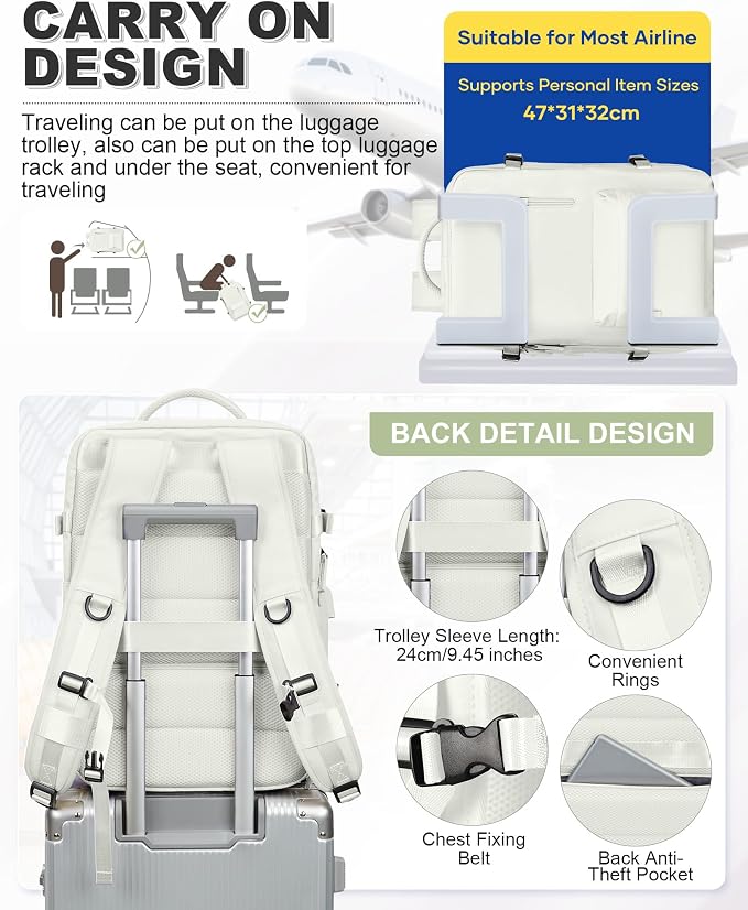 VGCUB Vacuum Backpack Travel with Pump, Vacuum Seal Compression Bags Laptop Backpack Personal Item - Image 8