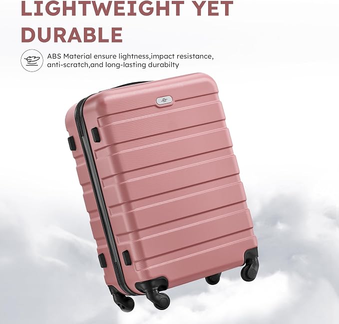Suitour 4 Piece Luggage Sets, Hard Shell Suitcase Set with Spinner Wheels 16 20 24 28inch Travel Sets(Rose Gold) - Image 2