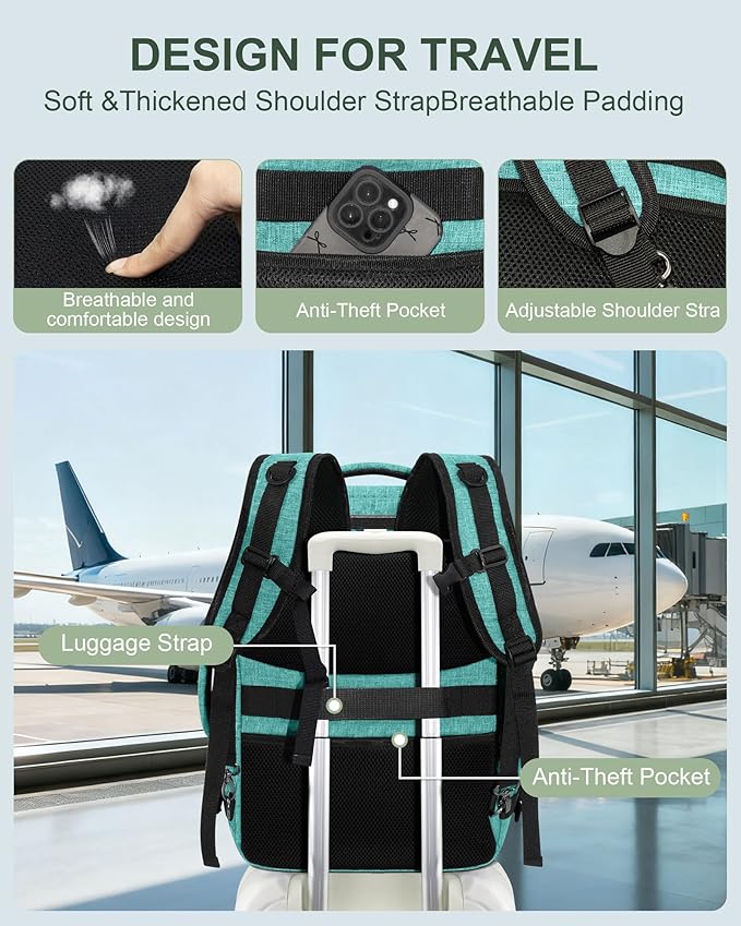 Travel Carry On 17.5" Laptop Expandable Backpack for Men Women, Personal Item Bag Waterproof Airline Approved with USB Charging Hole 3 Packing Cubes, Large Weekender Daypack Business Luggage Suitcase - Image 7