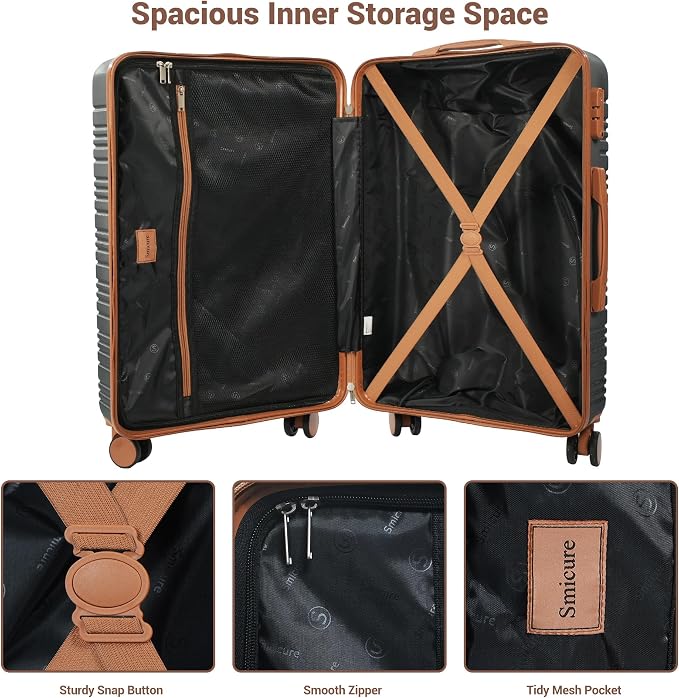 4-Piece Luggage Sets 16“20“24”28“,Suitcases with Double Spinner Wheels and TSA Lock,Hardcase 6 set Luggage with Underseat Duffel Bag - Image 7