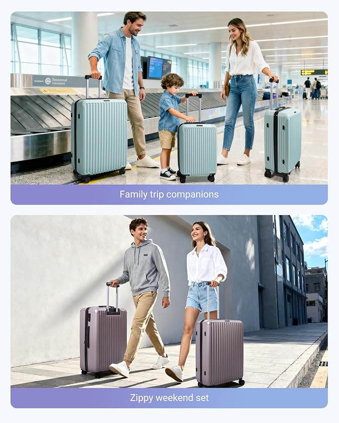 LIGHT FLIGHT 3 Piece Luggage Sets With Spinner Wheels Hardshell TSA Lock | Durability, Spinner Wheels, Hardside Lightweight, TSA Lock, Durable, PC+ABS, Mobility, - Image 8