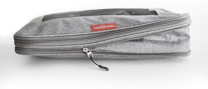 LeanTravel Bundle Compression Packing Cubes Set of 3 + Shoe bags for Travel Set of 6 - Color Grey - Image 9