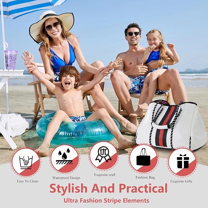 QOGiR Neoprene Multipurpose Beach Bag Tote with Inner Zipper Pocket … … … … - Image 7