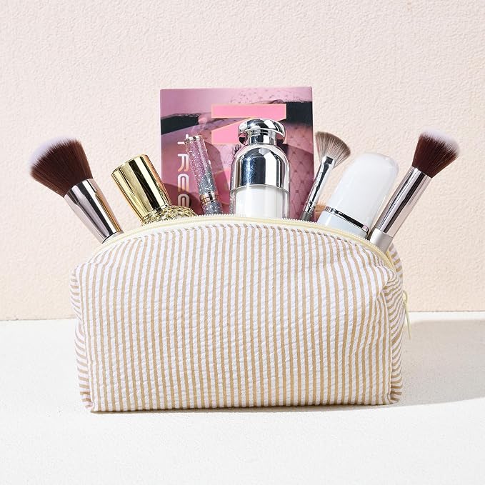SOIDRAM 2 Pack Makeup Bag for Women, Brown Makeup Pouch Small Cosmetic Bag Travel Toiletry Organizer for Skincare, Brushes & Essentials - Image 5