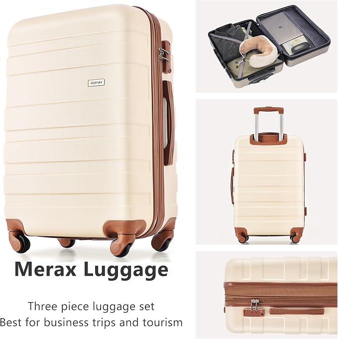 Luggage Set 3 Pcs, ABS Durable Lightweight, 360°Silent Spinner Wheels, TSA Lock - Image 2