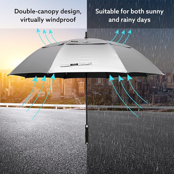 G4Free UV Golf Beach Umbrella 68”Auto Open Extra Large Sun Shade Umbrellas | Vented Windproof, Double Canopy, Oversize UPF 50+ UV Protection Sun Shade umbrella, Auto-Open, patio/fishing/golf umbrella - Image 6