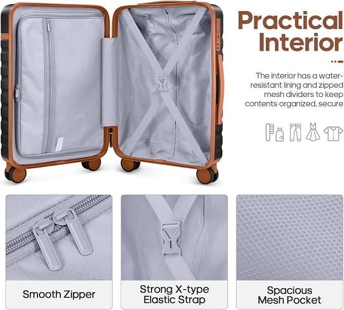 3 Piece Luggage Set, Durable ABS Hardshell Carry On Suitcase Set with Silent Spinner Wheels, YKK Zipper & TSA Lock, Lightweight Large Travel Checked Luggage,20/24/28 Inch - Image 2