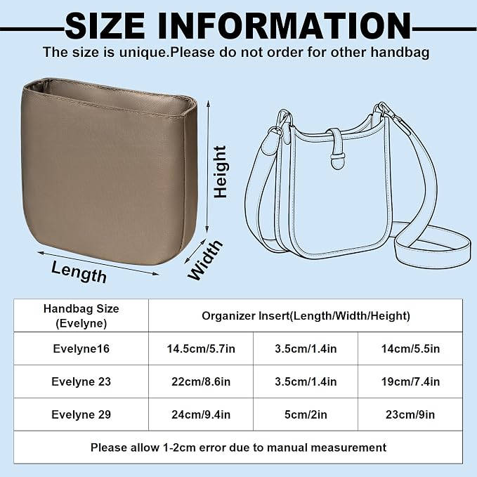 Purse Organizer Insert, Nylon Inner Liner Bag for Hermes Evelyne 16/23/29 Durable Storage Bag Organizer Zipper Bag - Image 5