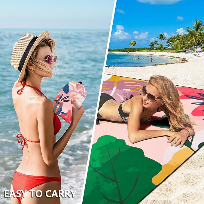 HIHOHO Beach Blanket Waterproof Sandproof Extra Large Beach Mat 79" X 83"/120"x108"for 1-8 Adults Quick Drying Durable Outdoor Picnic Mat for Beach Travel Camping Hiking - Image 4