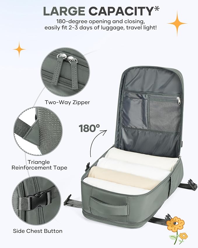 Large Travel Backpack for Women Airline Approved Carry on Backpack for Airplanes Mochila De Viaje Spirit Airlines Personal Item Bag 18x14x8 Personal Item Travel Bag Backpack for Traveling on Airplane - Image 4