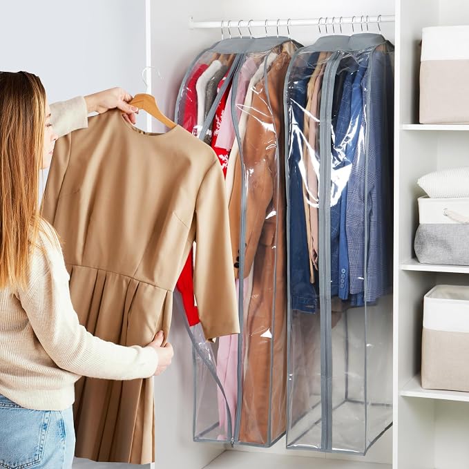 Zilink 10" All Gusseted Clear Garment Bags for Hanging Clothes 50" Hanging Garment Bags for Storage Suit Coat Bags for Closet Storage, 4 Packs - Image 3