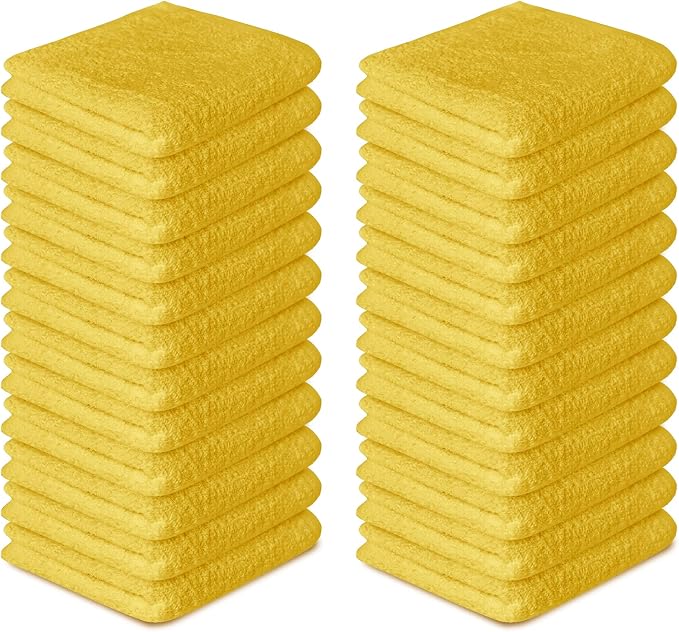 100% Cotton Washcloths 24 Pack (12x12 Inches) Soft, Highly Absorbent Washcloth, Face Towels, Wash Cloths for Face, Ring Spun, Bulk Pack (Yellow/Grey) - Image 2