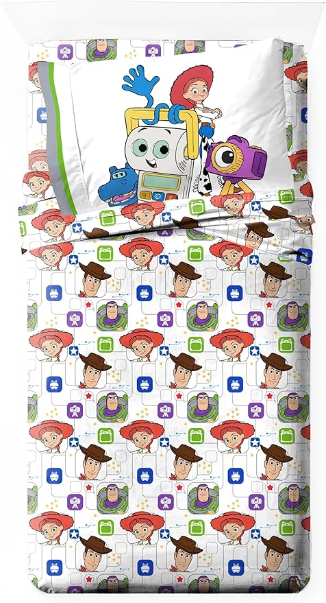 Jay Franco Kids Sheet Set with Fitted, Flat Sheets & Pillow Cover - Ultra-Soft Bedding with Pillowcase for Room Decor, Multi - Toy Story, 3 Piece Twin by JayFranco