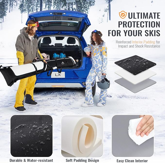 GoHimal Ski Bag & Boot Bag Combo, Padded Ski Carrier | Fits Skis Up to 200CM, Fits Boots Up to US13, Safety Reinforced, Water-Resistant, Ski Travel Bag - Image 5