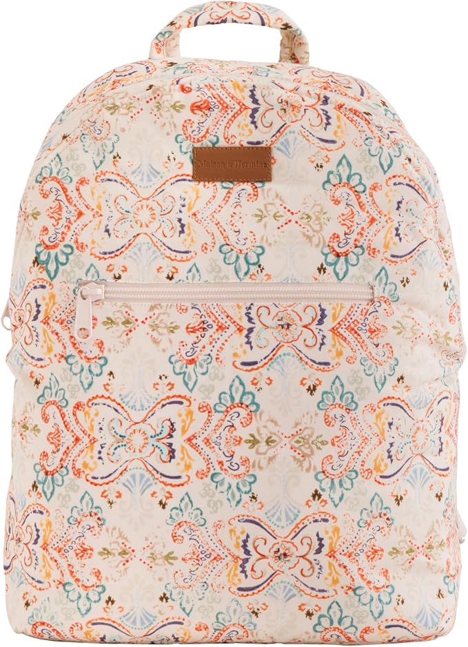 Maison d' Hermine Backpack for Women Men Cotton Shoulder Multipurpose Rucksack with Small Pouch Lightweight Multi Pocket Bag for Travel Work Beach Perfect for Spring Summer (Oris - Beige) by MaisondHermine