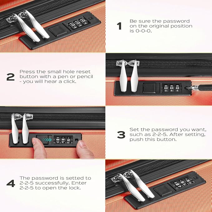 3 Piece Luggage Sets ABS Hardshell Suitcase with Spinner Wheels and Safe Lock for Travel Trips(20/24/28inch) - Image 7