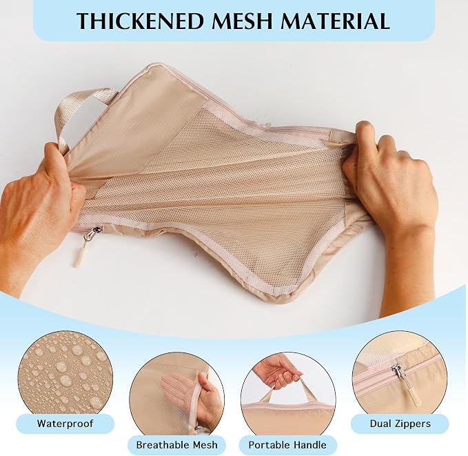 PFEYRPK Lightweight Compression Packing Cubes for Suitcases, Compressible Expandable Travel Packing Organizer with Clear Toiletries and Backpack Bag, Travel Essentials for Carry on Luggage 7 Set - Image 4