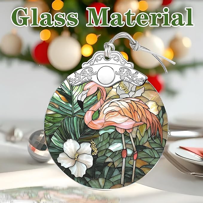 Flamingo Stained Glass Ornament, Christmas Ornaments – Christmas Tree Decorations, Holiday Decor, Stocking Stuffer, Gift Idea, Gifts for Flamingo Lover, Friend, and Family