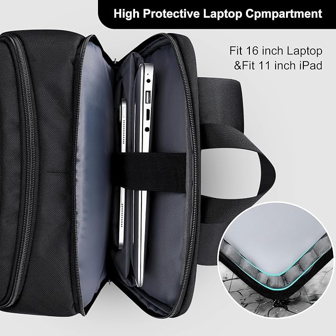 PIJUSHI Casual Travel Backpack for Women with 16" Padded Laptop Compartment | Carry On Luggage with USB Charging Port, 1680D Water-Resistant Nylon, Airline Approved, For Daily, Hiking - Image 4