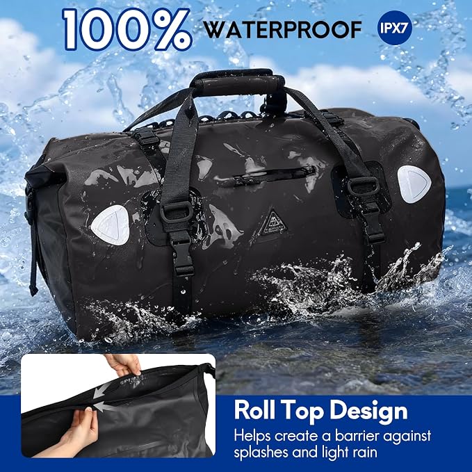 Haimont Waterproof Duffel Bag Roll-top Dry Duffel Bag with Quick-fixed Straps for Motorcycling, Rafting, Boating, SUP, Kayaking, Travel, 50L/70L - Image 2