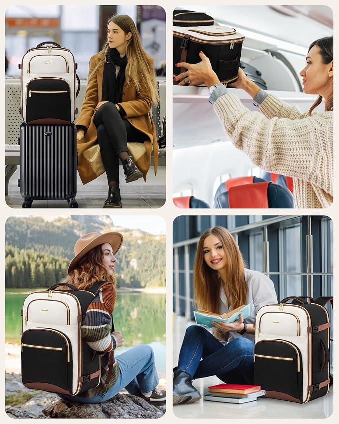 LOVEVOOK Travel Backpack for Women, 50L Airline Approved Carry On Backpack Luggage with 3 Packing Cubes, TSA Personal Item Travel Bag, Waterproof Weekender Backpack Fits 17.3" Laptop - Image 7