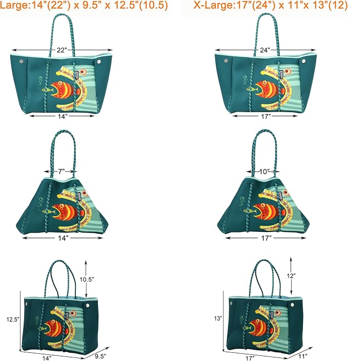 QOGiR Neoprene Multipurpose Beach Bag Tote with Inner Zipper Pocket … … … … - Image 4