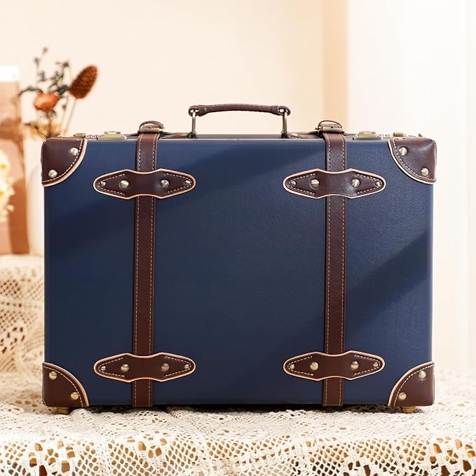 urecity Vintage and Cute Carry-on Overnight Case Non-wheeled Mini Leather Trunk Suitcase with Shoulder Strap - Image 2