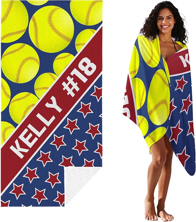 Personalized Beach Towel With Name, Custom Beach Towel with Text, Customized Microfiber Pool Towel, Quick Dry & Absorbent Swim Towel for Adult,Anniversary, Birthday, Summer Holiday,Vacation,Tennis - Image 2
